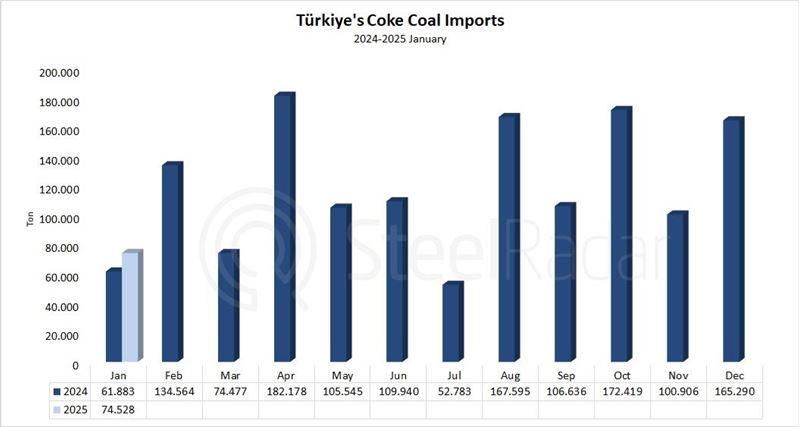 Türkiye's coke imports increased by 20.4% in January